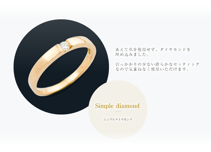 送料無料 一粒埋め込みダイヤ 指輪 K18 PG(ピンクゴールド) ダイヤモンド 0.08ct リング